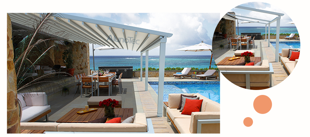 Einziehbare Markise, Pergola-Markisensystem