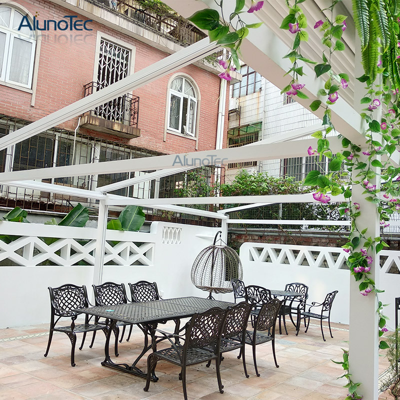  Wasserdichte, einziehbare Pergola-Abdeckung aus Aluminium, Schatten für Pavillon für Restaurant