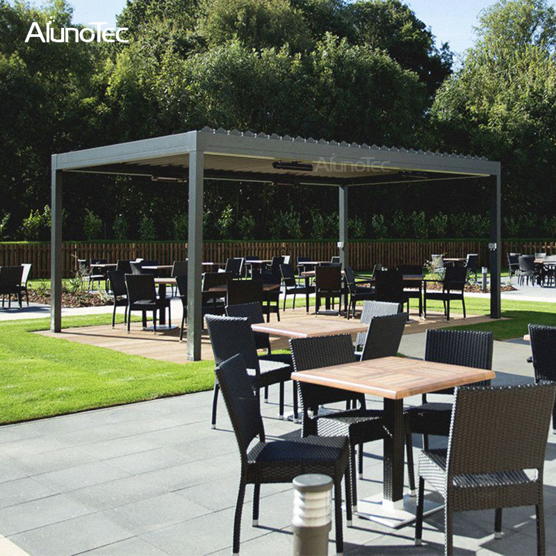 Outdoor Graden Elektro-Klapppavillon, Sonnenschutz, Aluminium-Pergola-Sets, 4 x 3 cm, mit LED-Licht
