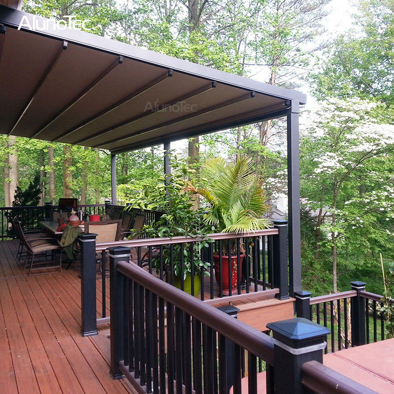 Elektrische Markise, Aluminium-Pergola, PVC, einziehbares Dach mit LED-Leuchten