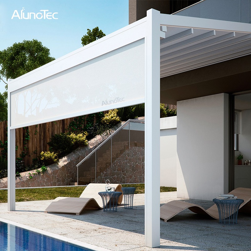 China House Roof Elektrische faltbare PVC-Markisen mit LED-Leuchten 