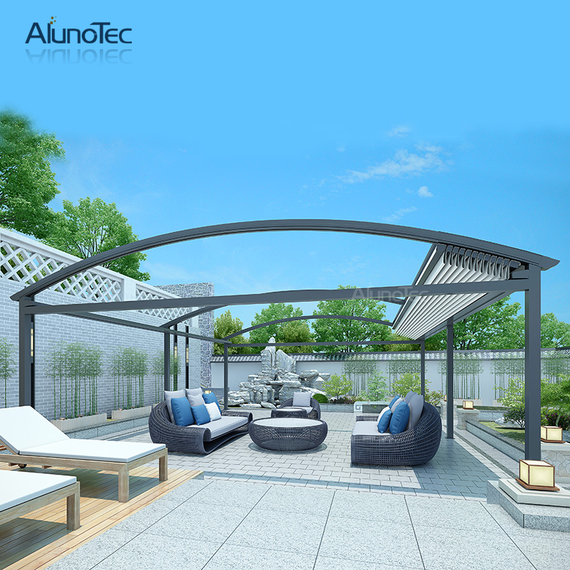  Wasserdichte, einziehbare Pergola-Abdeckung aus Aluminium, Schatten für Pavillon für Restaurant
