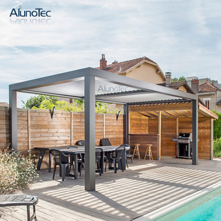 Wasserdichter, faltbarer Pergola-Sonnenschutz-Markisenpavillon mit bedienbaren Lamellen