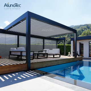Metall-Aluminium-Pavillon für den Außenbereich, wasserdichtes Lamellendach, Aluminium-Pavillon, Pergola mit Lamellen