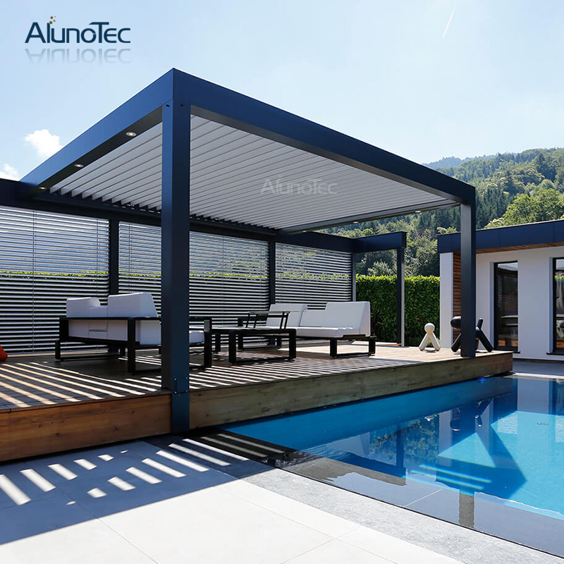 Terrassen-dekorativer Lamellen-Aluminiumpavillon-Garten-motorisierter Pergola-Pavillon 