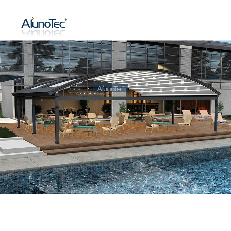  Outdoor-Swim-Spa-Whirlpool-Abdeckung, motorisierte versenkbare Pergola-Konstruktion