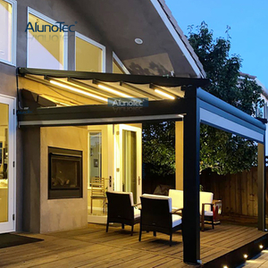 4x4 elektrische Markise, einziehbares Dach, PVC-Leinen-Pergola mit Regensensor