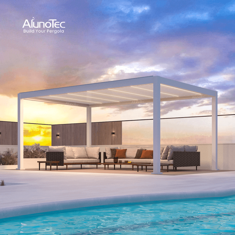 Factory Direct Bioklimatischer Gartenpavillon für den Außenbereich, Aluminium-Pergola, 4x8-Dachsystem