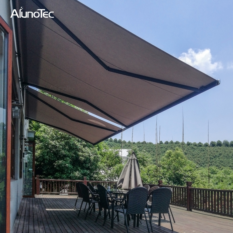 Maßgeschneiderte elektrische Überdachung für Balkon, Terrasse, Garten, Pergola, Aluminium-Halbkassetten-Klapparm, einziehbare Außenmarkise