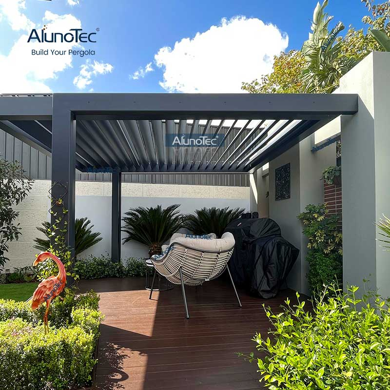 AlunoTec freistehende 6 x 3 m Terrassenüberdachungsstruktur mit Lamellendachsystemen