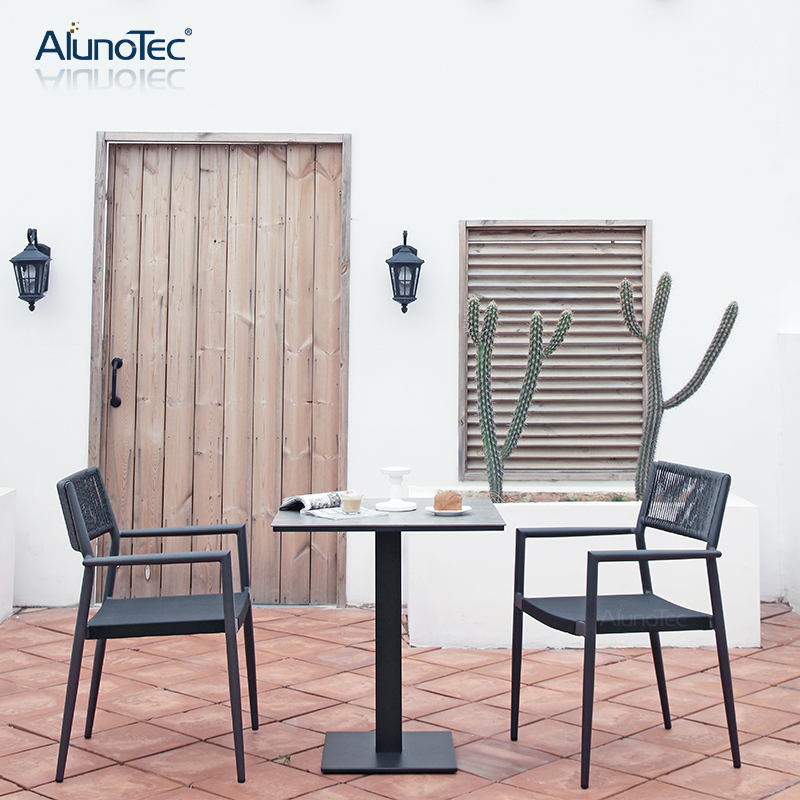 Aluminiumrahmen PE Rattan Sitz Gartenmöbel Garten Kaffeestuhl und Tischset
