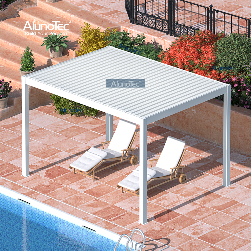 Gartenpavillon, regensicher, manuell, Lamellendach, Pergola, Aluminium, für Restaurant im Freien