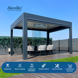 12' x 16' Pergo-Lux Privacy motorisiertes Lamellendach mit WPC-Terrassendiele
