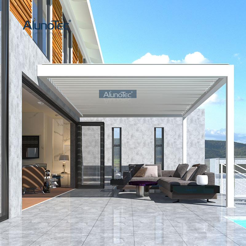 Motorisierte Markise, Faltpavillon, Lamellendach-Pergola mit LED-Leuchten