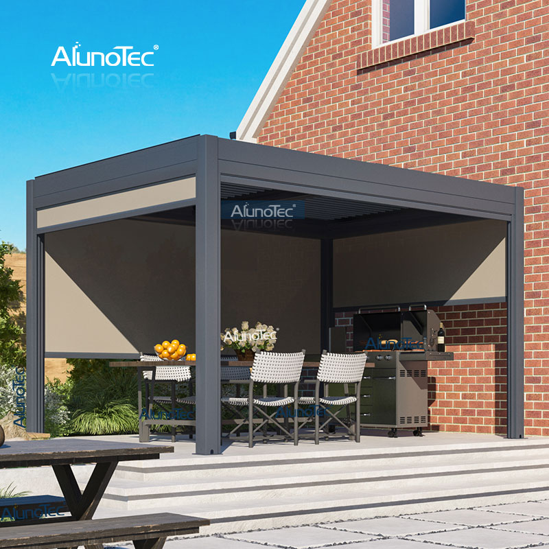  AlunoTec 3x3 4x3 3x5 4x6 Fabrikpreis Angebaute Gebäudepergola-Schatten Pergo-eco zum Selbstkostenpreis 