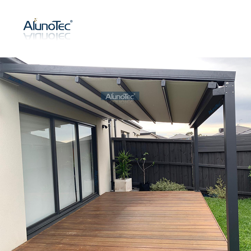 Garten-Aluminium-Klappdach, einziehbare, elektrische, wasserdichte Terrassenpavillon-Pergola-Markise