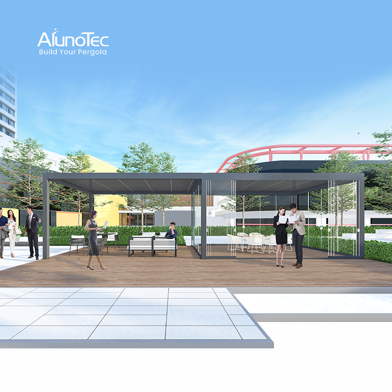 AlunoTec Heavy Duty Lux freistehende manuelle 3M x 4M grau-weiße Pergola zum Preis