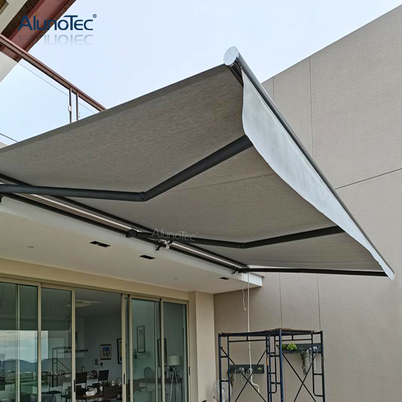 Maßgeschneiderte, ferngesteuerte, einziehbare Dach-Pergola-Kassette, motorisierte Faltmarkisen, Fenstermarkise für Cafés