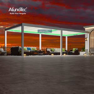 AlunoTec Backyards Hot Tubs Decks Gardens Schwarzgraue Pergola mit RGB-Licht