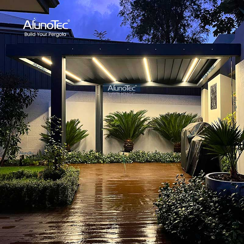 AlunoTec freistehende 6 x 3 m Terrassenüberdachungsstruktur mit Lamellendachsystemen