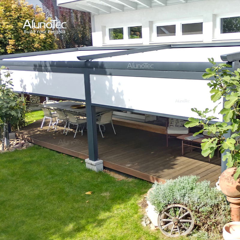 AlunoTec 100 % wasserdichtes, einziehbares System, 4,5 x 6,5 m, Struktur für Hotels, Restaurants, Terrassen im Freien