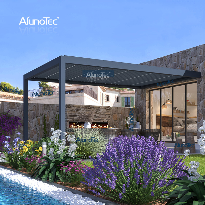 AlunoTec maßgeschneiderte 19ft 25ft Pergola, raummontierte, an der Wand befestigte Pergolen mit Lamellen zum Preis in den USA