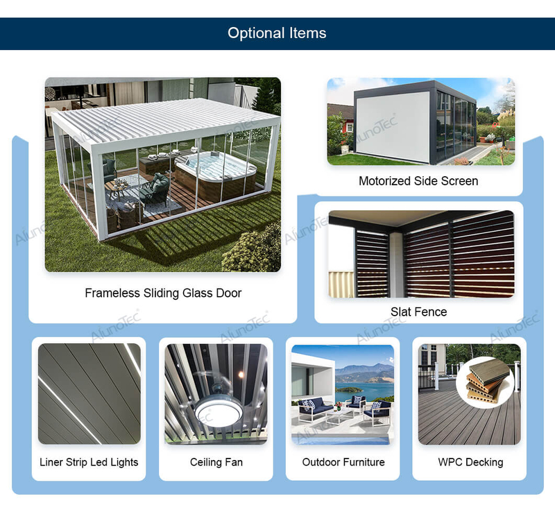 ALUNO Aluminium-Pergolen für den Außenbereich, Fitnessstudio, Garten, Büro, Terrassendach