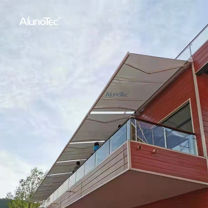 Sonnenschutz für den Außenbereich, motorisierte Terrassenabdeckung, Überdachung, Pergola, Aluminium, wasserdichter Pavillon, faltbares Dach, einziehbare Markise mit voller Kassette 
