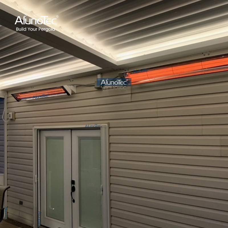 AlunoTec Smart Regenschutzdach Winterfestes System Aluminium-Lamellenpergola mit Heizung