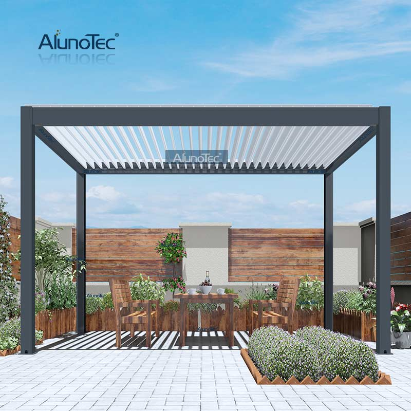 AlunoTec Großhandel, manuell bedienbare Öffnung, Dach, Garten, Markise, Vordach, Aluminium-Lamellen, Pergola, Pavillon