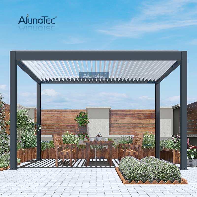 AlunoTec Großhandel, manuell bedienbare Öffnung, Dach, Garten, Markise, Vordach, Aluminium-Lamellen, Pergola, Pavillon