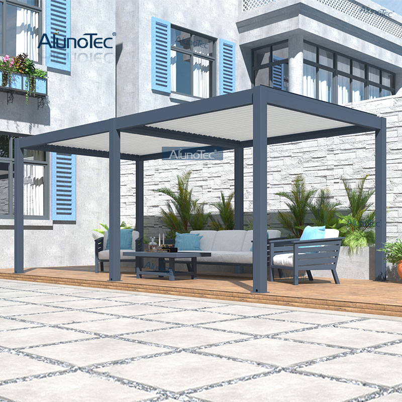 Schnelles Angebot: 3 Meter Breite, 4 Meter A-Pergola-Schließseitengröße, undurchsichtige Öffnungsdachsysteme