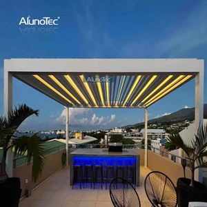 AlunoTec Elektrisches Aluminium-Pergola-Dachsystem für den Außenbereich, Sonnenschutz-Lamellenpergola für den Garten 