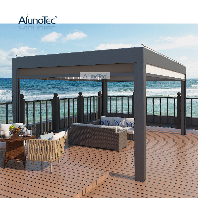 AlunoTec Markise, Lamellendach, motorisierter Pavillon, wasserdichte Gartenpergola für den Außenbereich