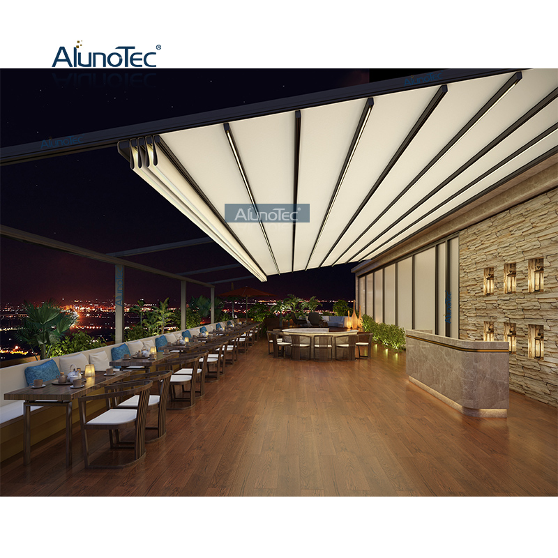 Wasserdichte, faltbare Terrassen-Pergola-Abdeckung für den Außenbereich, motorisierte Pavillon-Schatten-einziehbare Markise, China für die Beschattung von Autos