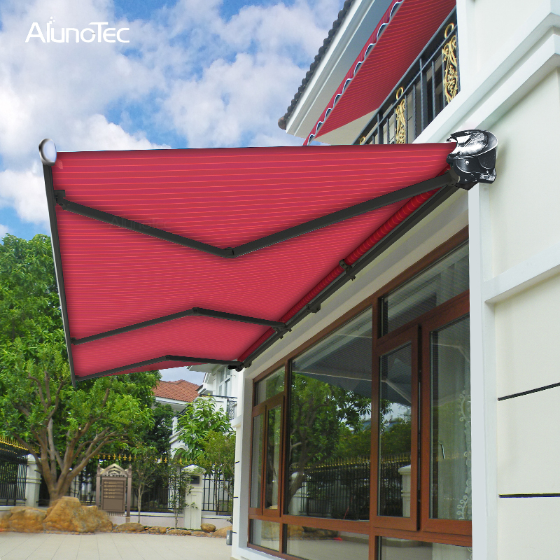 Maßgeschneiderte elektrische Überdachung für Balkon, Terrasse, Garten, Pergola, Aluminium-Halbkassetten-Klapparm, einziehbare Außenmarkise