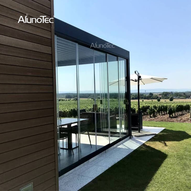 AlunoTec Pergola-Glastüren, Duschtüren, langlebige rahmenlose Schiebetür aus Glas für den Außenbereich