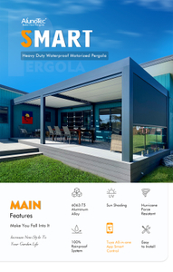  AlunoTec Motorisiertes Garagen-Pergola-wasserdichtes Dachsystem mit Projektionstuch