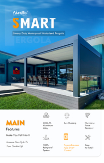  AlunoTec Motorisiertes Garagen-Pergola-wasserdichtes Dachsystem mit Projektionstuch
