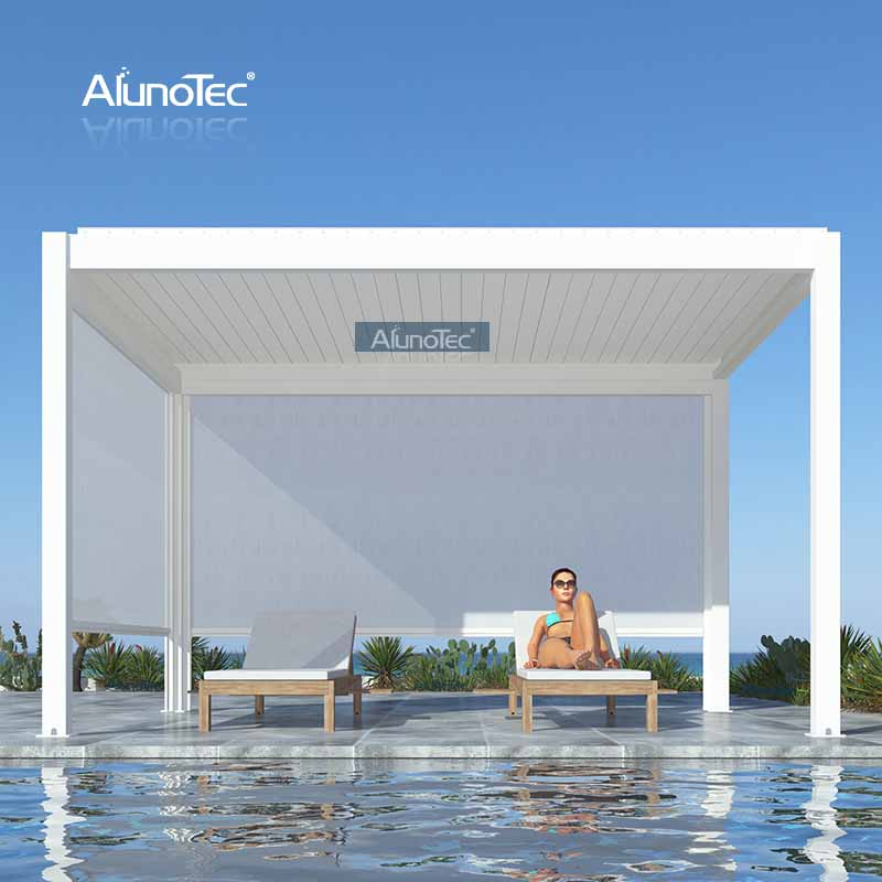 3x3 3x4 3x6 4x6 Meter Weiß Grau Verstellbares Pergola-Regenschutz-Lamellendachsystem 