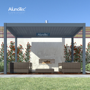  AlunoTec Motorisierter Aluminium-Außenpavillon, wasserdichte, bioklimatische Pergola mit Lamellendach für die Terrasse