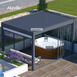 3x3 3x4 3x6 4x6 Meter Weiß Grau Verstellbares Pergola-Regenschutz-Lamellendachsystem 
