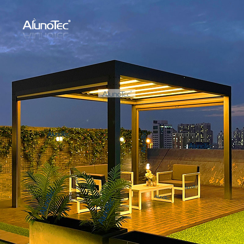 AlunoTec Versand Zoll Zollkosten Freistehende 4 m x 3 m anthrazitgraue motorisierte Pergola