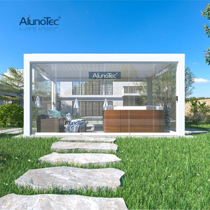 24 Fuß x 14 Fuß, freistehende motorisierte Pergo-LUX-Aluminium-Lamellen-Terrassenüberdachung Pergola