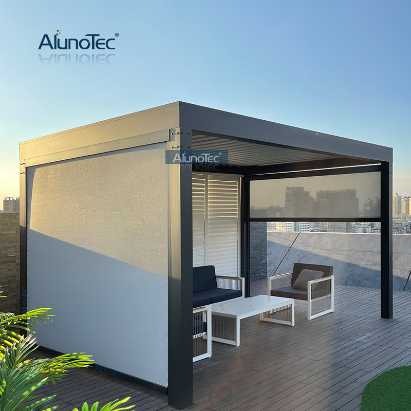An der Wand montierte Aluminium-Sonnenschutzlamellen für Dachpavillons, bioklimatische Pergola-Sets