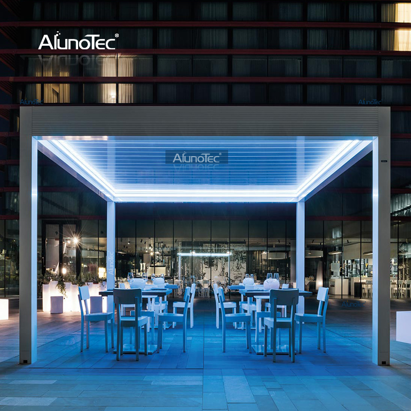  Metallmarkise, ferngesteuerter Pavillon, Lamellendach, Terrassenabdeckung, moderne Aluminium-Pergola für Sonnenschutz