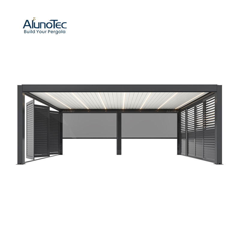  Neu eingetroffen von AlunoTec, 4 x 6 m, nur 4 Pfosten, bioklimatische elektrische Außenjalousien, Flächenstruktur, Pergola
