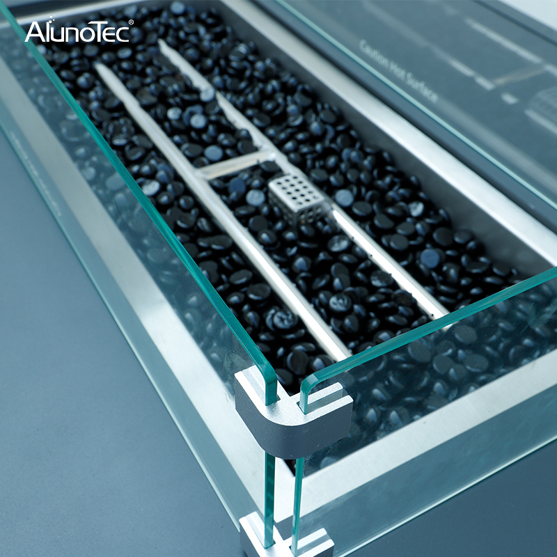 Komplett aus Aluminium gefertigte Kaminmöbel für den Außenbereich, Terrasse, Gas-Feuerstelle, Tisch 55000 BTU