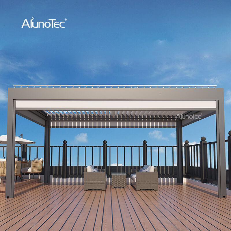AlunoTec 5,5 MX 4,5 M motorisiertes A-Pergola motorisiertes verstellbares Lamellendach zum Angebot
