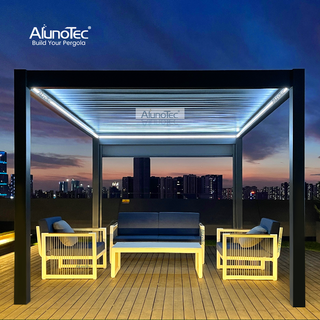 Standard-Sonnenschutz, manueller Pavillon, Außenöffnung, Dach, Lamellenpergola 3x4, mit verschiebbarem Reißverschluss
